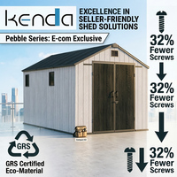 Caseta para Herramientas KENDA de Plástico Impermeable de 8x15 pies con Diseño de Piso Elevado para Protección en Terrenos Mojados