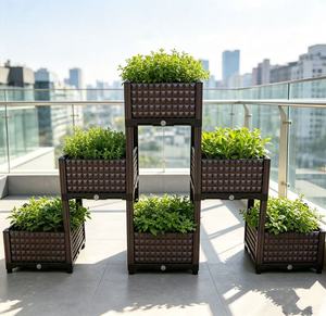 Jardinière Carrée Auto-Arrosante en PP Durable, Écologique, Style Ferme Contemporain & Japandi, Design Romain, Mignonne, 200x40x83cm - Product Image 1