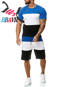 Summer Sport Men <b>T</b> Shirt <b>Track</b> Suit 2 Piece Running Shorts Striped <b>T</b>-shirts Quick Dry Short Tracksuit Set - Product Image 5
