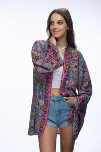 Fabriqué en Italie, excellente qualité, robe décontractée pour femmes à manches longues, imprimé floral, vêtements de plage - Product Image 2