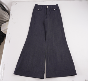 Women‘s Wide Leg <b>Flare</b> <b>Jeans</b>, <b>Low</b> Rise Two Button Denim Pants with Washed Finish, American Vintage Commuter Trousers - Product Image 2