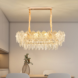 Lámpara de araña moderna clásica redonda de cristal con luz LED para sala de estar, villa, hotel, salón de banquetes, con múltiples cabezales E27 y control por interruptor. - Product Image 3