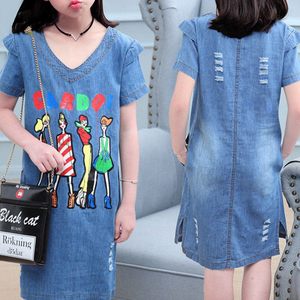 2021 di modo di Estate del Commercio All'ingrosso Abito Nuovo Disegno Stampato Popolare <span class=keywords><strong>Jeans</strong></span> Casuali Del Denim Dei vestiti delle ragazze - Product Image 2