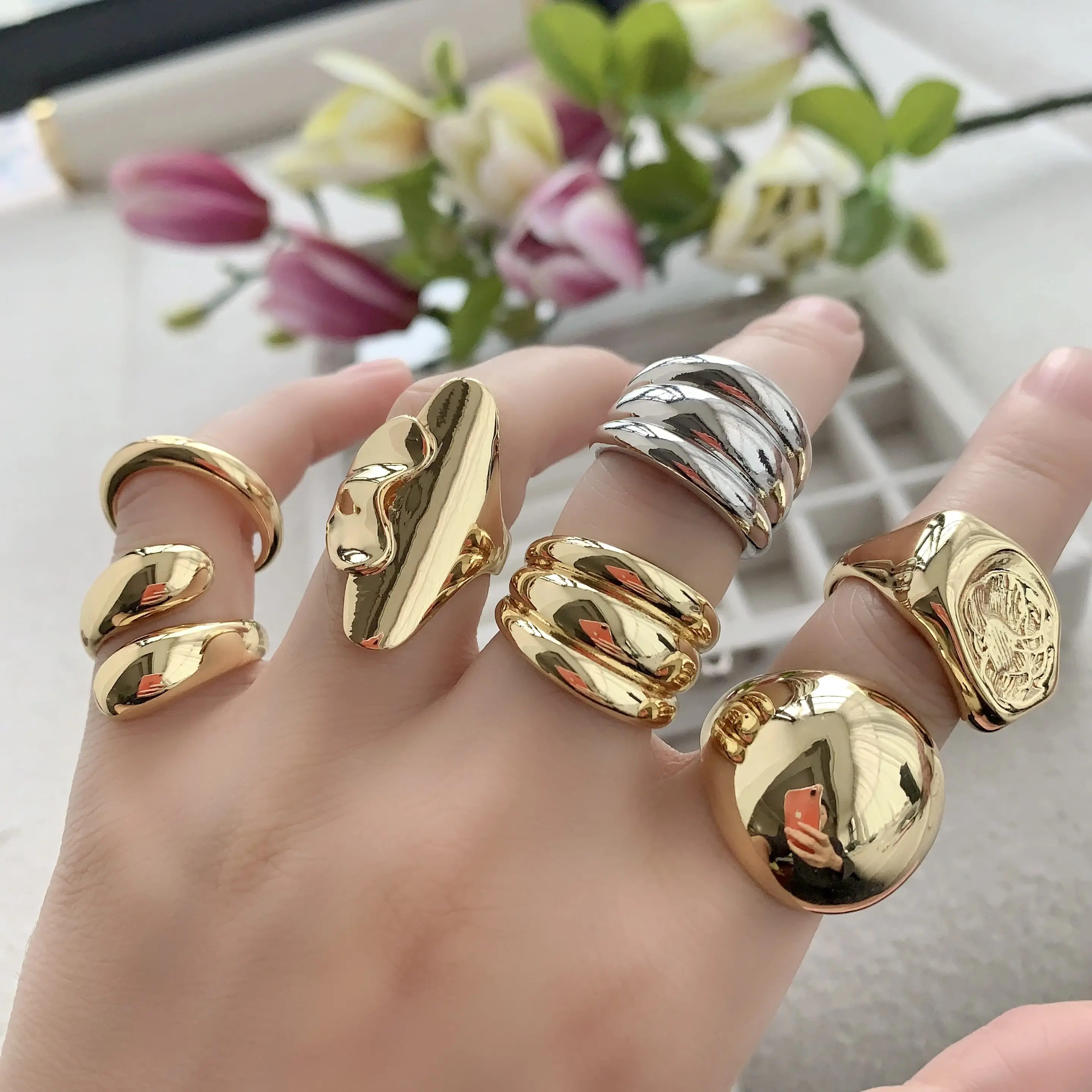 BD-B5254 dày nóng bán đồ trang sức mỹ nhẫn đa Thiết kế nhẫn cho phụ nữ thời trang vàng và bạc nhẫn sang trọng