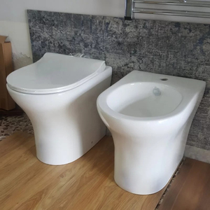 Conjunto de <span class=keywords><strong>inodoro</strong></span> con bidé integrado, sin borde, de filomuro, para baño, con cisterna de pared, dorado. - Product Image 3