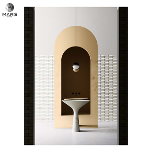 Évier de salle de bain en marbre gris naturel, vasque sur pied, Design artistique, pour salle de bain, pour cuisine - Product Image 4