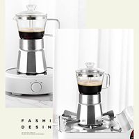 Cafetière à expresso italienne portable 4/6/9 tasses, cafetière et théière en acier inoxydable transparent de qualité alimentaire
