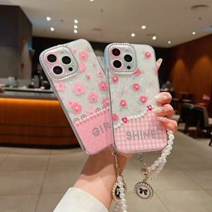 Tùy Chỉnh Rhinestone Trường Hợp Điện Thoại Cho <span class=keywords><strong>Iphone</strong></span> 16 15 14 13 12 11 Long Lanh Hoa Thiết Kế Điện Thoại Bìa Với Dây Buộc - Product Image 3