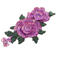 Applique de fleur de rose brodée de sequins 3D pour vêtements et chapeaux, patch décoratif à coudre pour le bricolage, accessoires de couture et d'artisanat