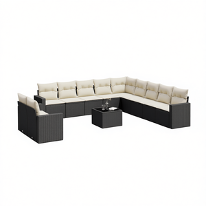 Cream White And Black <b>Rattan</b> Garden <b>Sofa</b> Set 10 Seater Outdoor Furniture Contemporary Design - Product Image 1