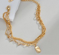 Bracelet double couche en acier inoxydable européen et américain, accessoires simples faits à la main, vente en gros pour filles