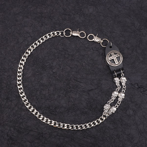 Chaîne de taille unisexe en argent tibétain avec pendentif croix et crâne, style punk, accessoire de mode décontracté, design à une seule boucle - Product Image 6