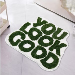 You Look Good Green Faux Cashmere <b>Bath</b> Mat Novelty Shape Non Slip Absorbent Floor Rug For Bathroom Bedroom - Product Image 1