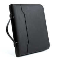 Carpeta de Piel Sintética con Asa, Organizador de Anillas de 4 Anillos, Calculadora Integrada, Múltiples Bolsillos para Documentos de Negocios, Entrevistas y Reuniones
