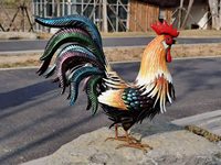 Lampe solaire Deko, applique murale, éclairage solaire fait main, Style attrayant, grande tête, coq de jardin en paon, à bas prix