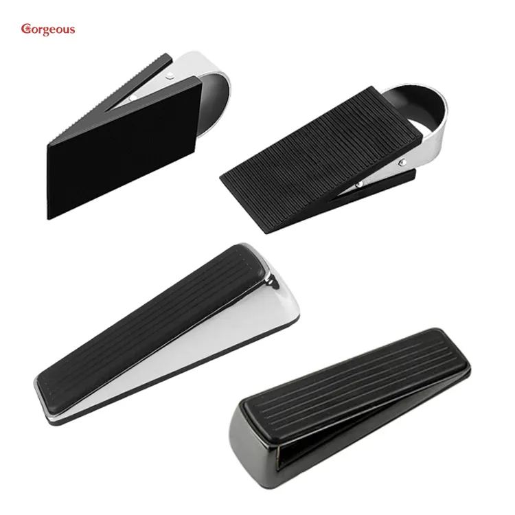 Zware Antislip Rubber Deur Wedge Stopper Driehoekige Draft Houder Siliconen Houten Beschermen Deurstopper Metalen Wig Deur stop