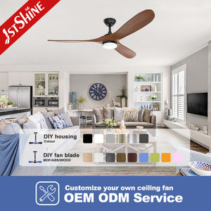1stshine Led Ventilador de techo Big 60 pulgadas DC Motor de cobre Madera maciza Control remoto Ventilador de techo con luz - Product Image 4