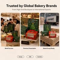 Boîte à cupcakes de Noël vert forêt et emballage avec fenêtre, emballage pour muffins de fêtes pour les boutiques