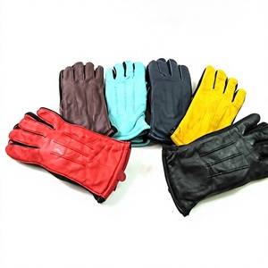 Guantes de cuero hasta la muñeca, transpirables, sin forro, estilo liso, para uso diario, colores de primavera y otoño, rojo, marrón, amarillo, azul - Product Image 3
