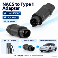 50A NACS auf Typ 1 EV-Ladestecker & Steckdosenadapter 110-250V AC Neu für Nordamerikanische Standard-Elektrofahrzeuge