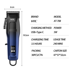 Recortadora de <span class=keywords><strong>Pelo</strong></span> Profesional Inalámbrica con Pantalla LCD, 240 Minutos de Autonomía, Batería de 2500 mAh, Cuchilla de Cerámica, Certificación CE y FCC, <span class=keywords><strong>para</strong></span> Barbería, Uso Doméstico y Comercial - Product Image 4