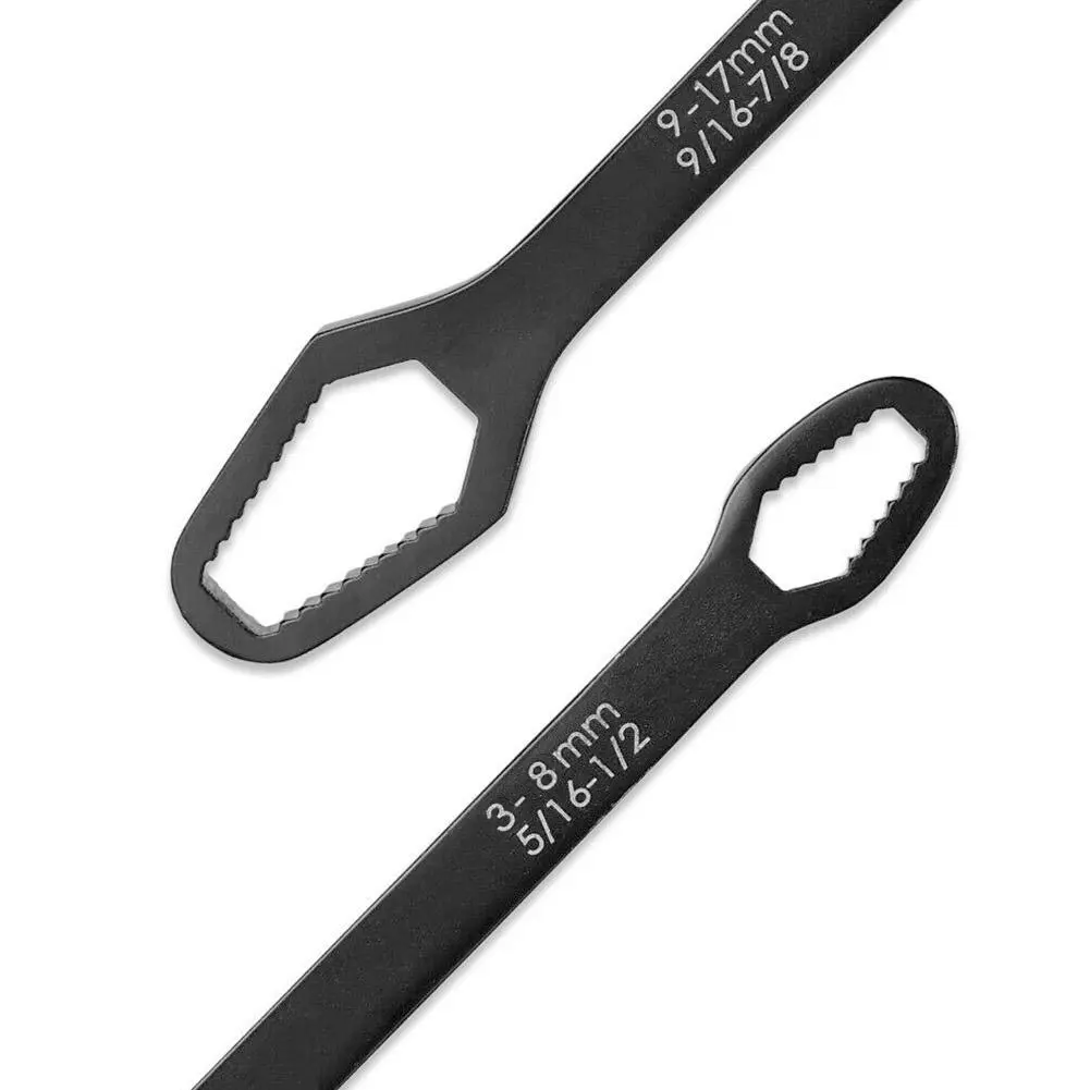1Pc Black 3-17mm Universal Double-Head Torx Wrench Self-Tightening Adjustable Wrench Hand Tool