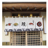 Toile en lin de sublimation polychrome Texte personnalisé Photo Cuisine Sushi Restaurant Rideau japonais de porte d'entrée personnalisé