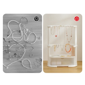 <b>Portable</b> Ring Tray Base Jewelry Stand Plastic Rack 3 Tier Bracelet Necklace Hanging Organizer Display Necklace Holder - Product Image 2