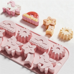 Nuovo stampo in silicone a forma di unicorno arcobaleno con 8 cavità per cioccolato e dolci, per uso alimentare - Product Image 2