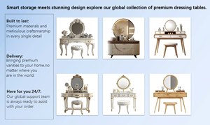 High Quality <strong>Dressing</strong> <strong>Table</strong> with Mirror <strong>LED</strong> <strong>Light</strong> Makeup Vanity Desk Set with Drawers and Shelves Storage - Product Image 6