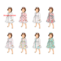 Gaun Anak Perempuan Little Glow Kids Desain Baru Modis Lengan Panjang Lucu Bermotif Kerah O Kancing Depan untuk Bayi Perempuan