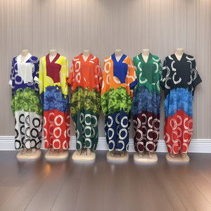 فستان إسلامي فضفاض جديد بالجملة للشرق الأوسط، مقاس كبير، تصميم عصري برقبة على شكل V مع طباعة - Product Image 6