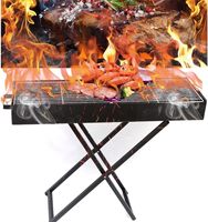 Barbecue au charbon pliable en forme de X avec souffleur manuel, barbecue extérieur portable sur pied