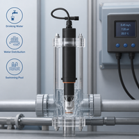 Sensor Digital de Cloro Residual Autolimpiante, Sin Membrana, Tres Electrodos, RS485 4-20mA para Tratamiento de Agua