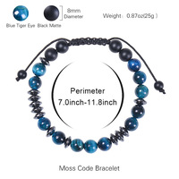 Bracelet personnalisé pour mon fils, pierre onyx noir mat et bleue, ajustable en macramé, cadeaux de remise de diplôme et d'anniversaire, vente en gros