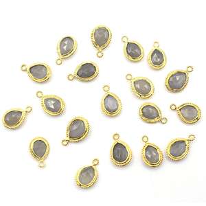 Gray Moonstone Pear Shape 925 Sterling Silver Bezel Gold Plated <b>Pendant</b> Handmade Jewelry Making - Product Image 3