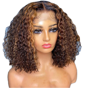 Miễn Phí Phần Trinh Nữ Nhân Tóc Ren Phía Trước Tóc Giả Vô Hình Ren Cho Ombre Màu Nâu Jerry Xoăn Tóc Giả Với Chân Tóc Tự Nhiên Mũ Nhỏ - Product Image 1