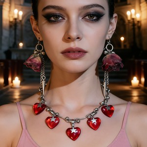 Collier d'amour de style coréen avec pendentif cœur en acrylique et chaîne en acier inoxydable 304, bijou tendance pour le quotidien - Product Image 3