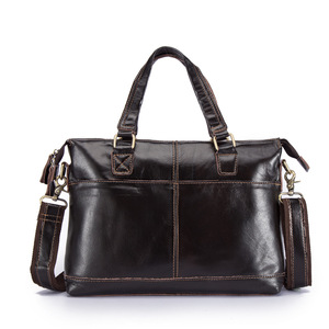 Porte-documents en cuir véritable pour hommes, sacoche pour ordinateur portable de 13 pouces, grande taille, couleur unie, sac à main d'affaires en cuir de vache, sac à bandoulière - Product Image 4