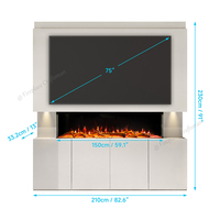Meuble de rangement mural moderne pour téléviseur et mur multimédia Unité de cheminée à effet flamme 3D avec cheminée à 3 faces