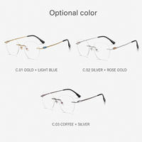 Lunettes sans monture en titane de qualité supérieure pour femmes et hommes, lunettes optiques ultra légères avec détails métalliques élégants Zg510gn