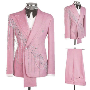 Costumes de <span class=keywords><strong>mariage</strong></span> modernes pour hommes, revers en pointe, simple boutonnage, smoking, chaîne en cristal, <span class=keywords><strong>costume</strong></span> de marié, fête, 2 pièces, blazer et pantalon, <span class=keywords><strong>costume</strong></span> sur mesure - Product Image 4