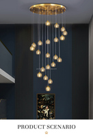 Lustre de cuisine en verre soufflé en laiton moderne personnalisé Lampes suspendues à suspension unique Grande île d'éclairage pour la maison