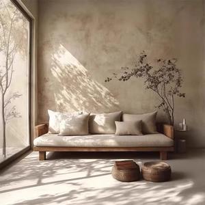 Sofá de Madera Estilo Wabi Sabi, Minimalista, Moderno, de Madera Maciza, de Tres Plazas, para Apartamentos Pequeños, Muebles para Sala de Estar - Product Image 1