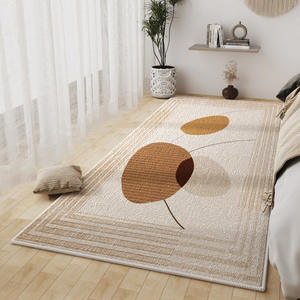 Tapis de chevet sur mesure, rectangulaire, abstrait géométrique, en fibre de polyester, antidérapant, pour chambre à coucher, entrée, blanc laiteux - Product Image 4