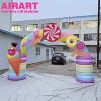 Arche gonflable géante Candyland, arche gonflable arc-en-ciel personnalisée avec décoration de fête de carnaval sur le thème des sucettes