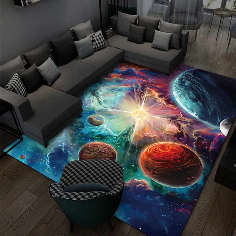 Üç boyutlu gezegen halı 3D karikatür evren çocuk yatak odası kat mat oturma odası halısı