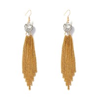 Boucles d'oreilles pendantes minimalistes polyvalentes en fer, style international, avec zircon taillé en cœur et pampilles longues, éclatantes d'élégance