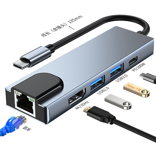High Speed 5 Port USB HUB Splitter USB Ttype C 5IN1 HUB Expansion for Desktop PC Laptop Adapter USB HUB