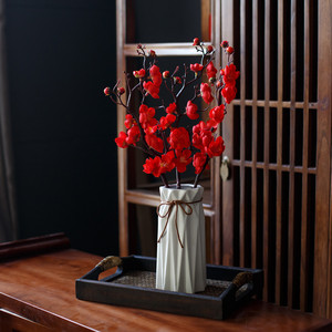 Branches de fleurs de prunier artificielles West Lake Butterfly, 10cm-30cm, fleurs en soie rouge pour décoration intérieure et mariage - Product Image 3